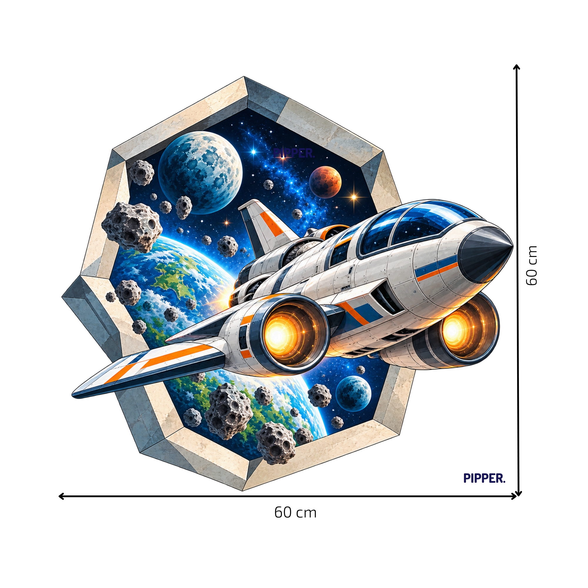 Raketa vo vesmíre – celý motív 60 × 60 cm